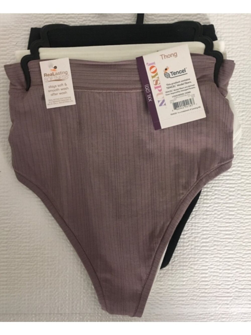 Joyspun 3 Pack Modal Thong Underwear Size XXL 20 Purple Cream Black New With Tag